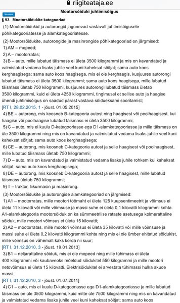 Liiklusseadus punkt