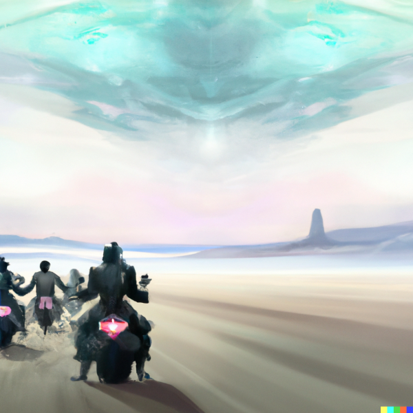 DALL·E 2023-01-26 11.58.46 - photorealistic drawing about group of motorcyclist heading to the horizon, futuristic landscape.png