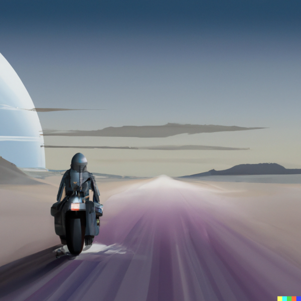 DALL·E 2023-01-26 11.59.02 - photorealistic drawing about motorcyclist heading to the horizon, futuristic landscape.png