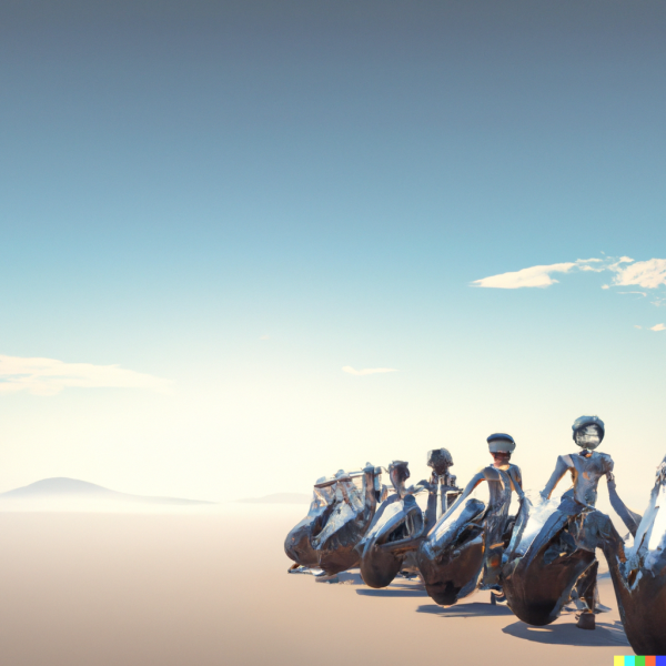 DALL·E 2023-01-26 11.59.52 - group of female motorcyclist heading to horizon, no background, futuristic landscape.png